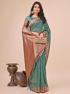 Anaita Green Linen Cotton With Jacquard Work And Zari Weaving Saree With Blouse - Distacart
