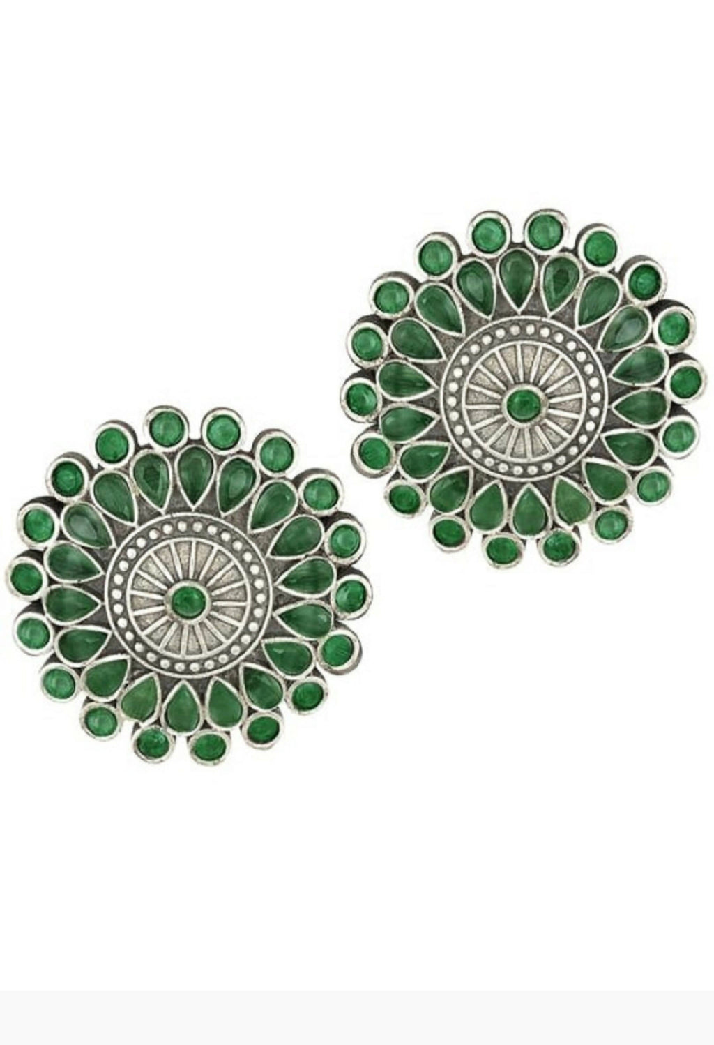 Mominos Fashion Johar Kamal Oxidised Silver-Plated Brass Finish Kundan Choker For Women (Green) - Distacart