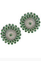 Mominos Fashion Johar Kamal Oxidised Silver-Plated Brass Finish Kundan Choker For Women (Green) - Distacart