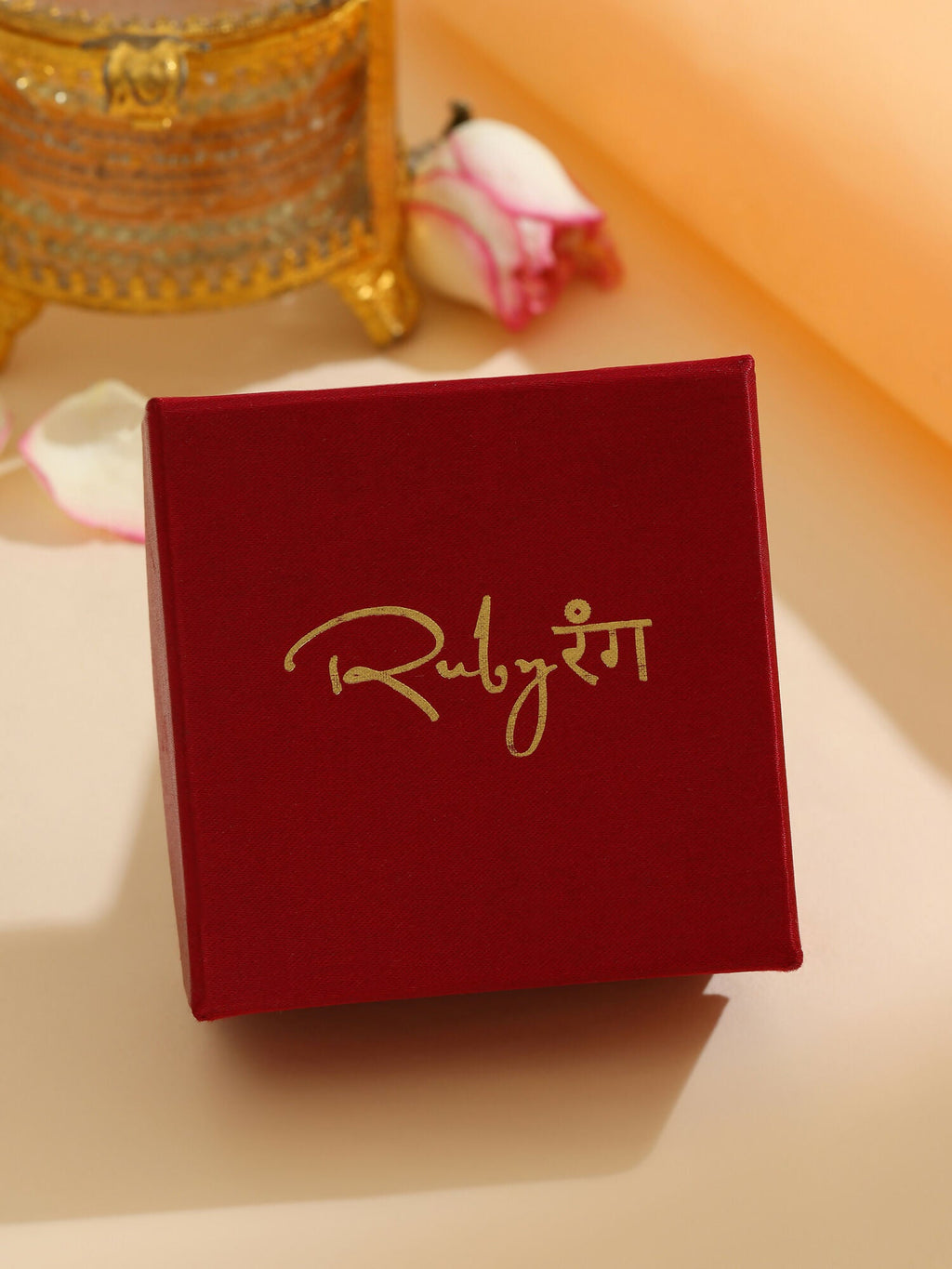 Ruby Raang 22k Gold Polished Blush Pink Kundan Earrings - Distacart