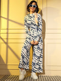 Blue Crepe Digital Printed Top With Matching Trouser - Shivani