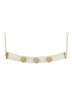 Gold-Plated White Kundan Studded Headband - Ruby Raang - Distacart