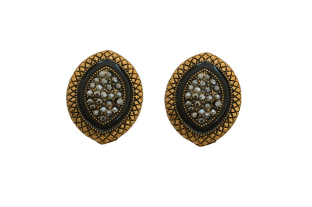 Joban Fashion Women Brass Golden Black Ad Earrings
