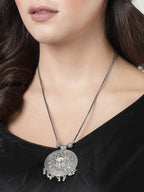 NVR Women's Elegant Silver Oxidised Brass Necklace