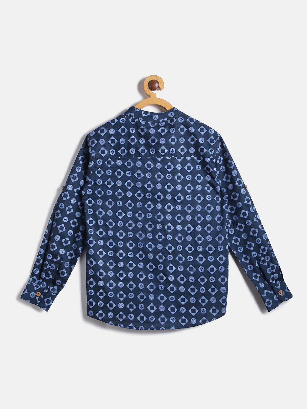 Manet Ethnic Full Sleeves Circle Printed Shirt - Blue