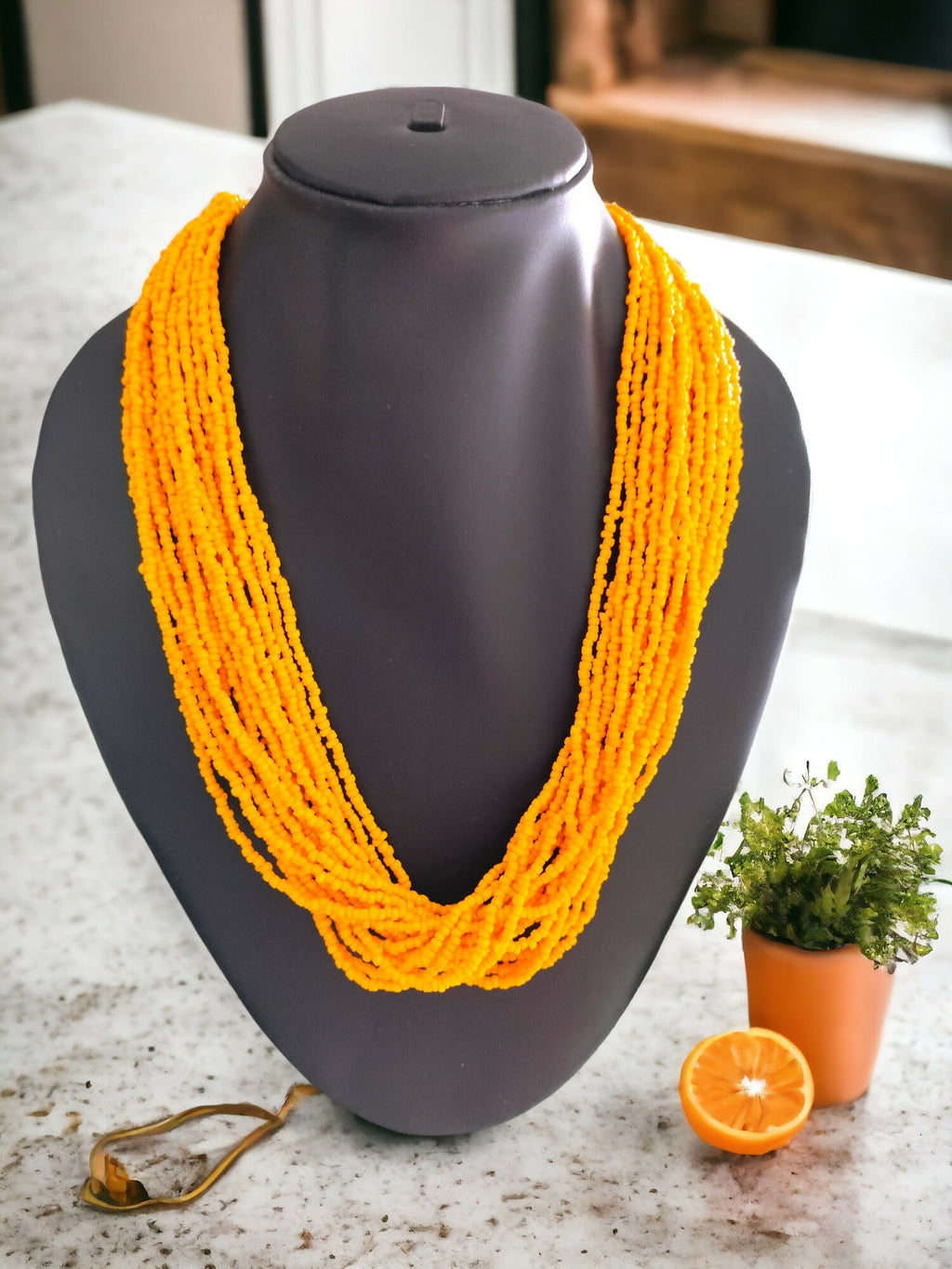 Inhanns Handmade Beaded Multilayer Necklace, 20 Layers - Yellow