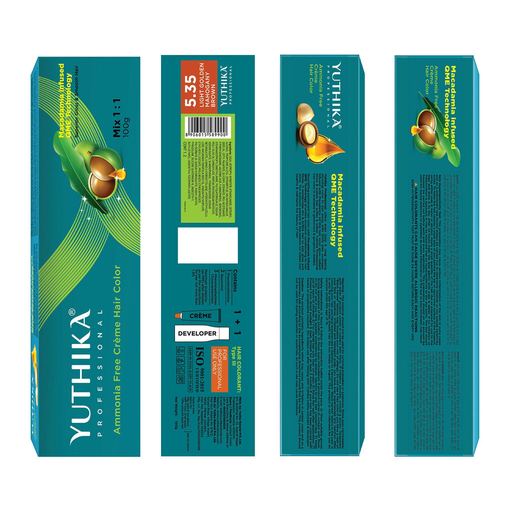 Yuthika Professional Creme Hair Colour - Light Golden Mahogany Brown