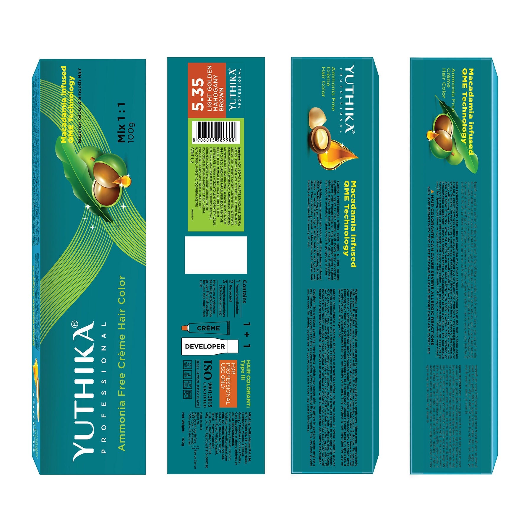 Yuthika Professional Creme Hair Colour - Light Golden Mahogany Brown