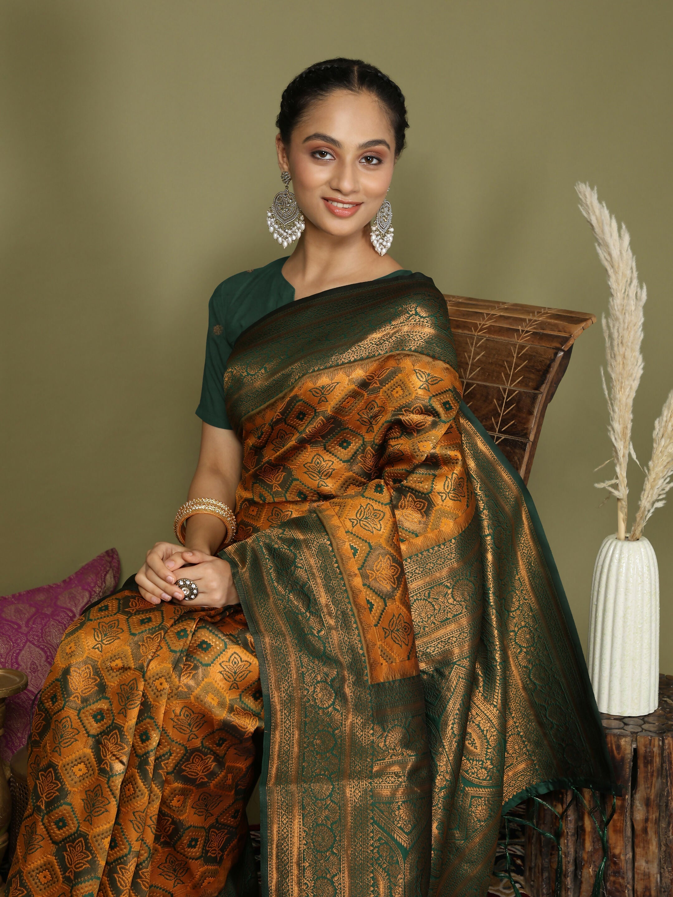Shree Shyam Fashion Lichi Silk Yellow Saree - Distacart