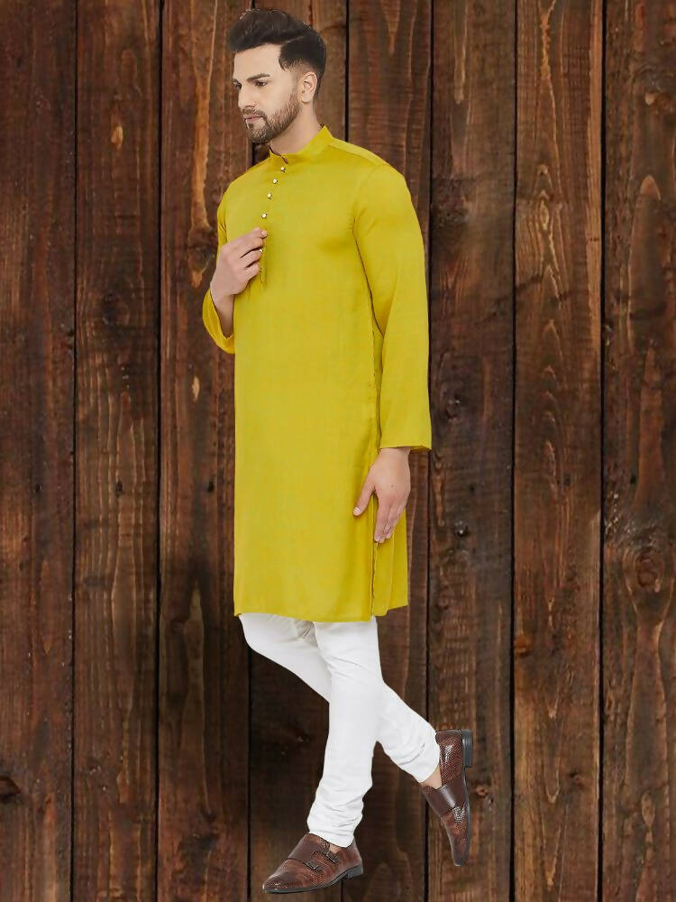 Even Apparels Yellowish Green Wedding Kurta - Green