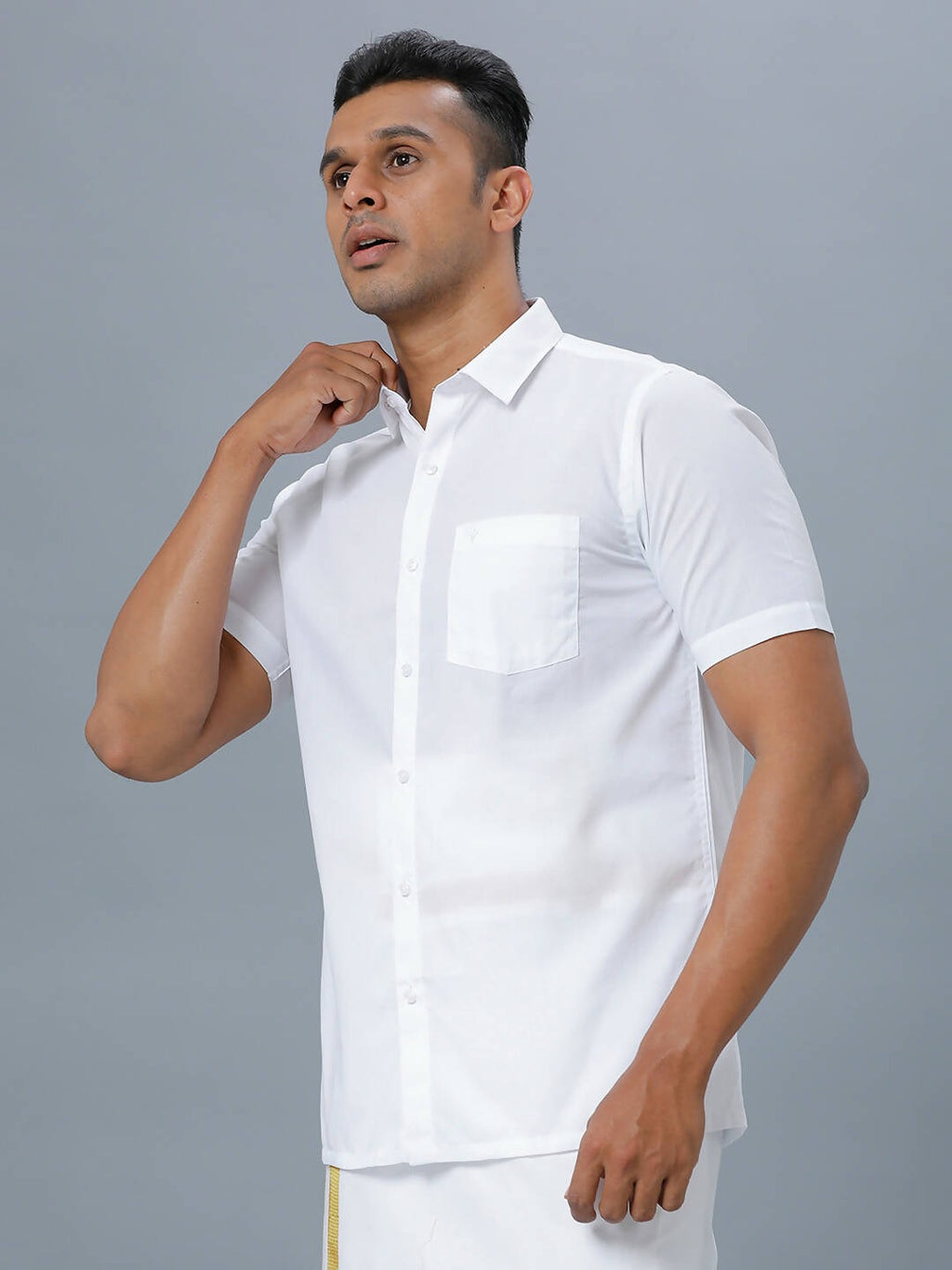 Ramraj Cotton Mens Half Sleeve Formal 100 % Cotton White Shirt