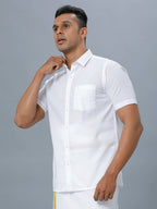 Ramraj Cotton Mens Half Sleeve Formal 100 % Cotton White Shirt