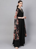 Ahalyaa Women's Black Crepe Dress