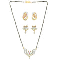 AanyaCentric Gold-Polished Mangalsutra with Pendant, 2 Pair Earrings