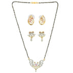 AanyaCentric Gold-Polished Mangalsutra with Pendant, 2 Pair Earrings