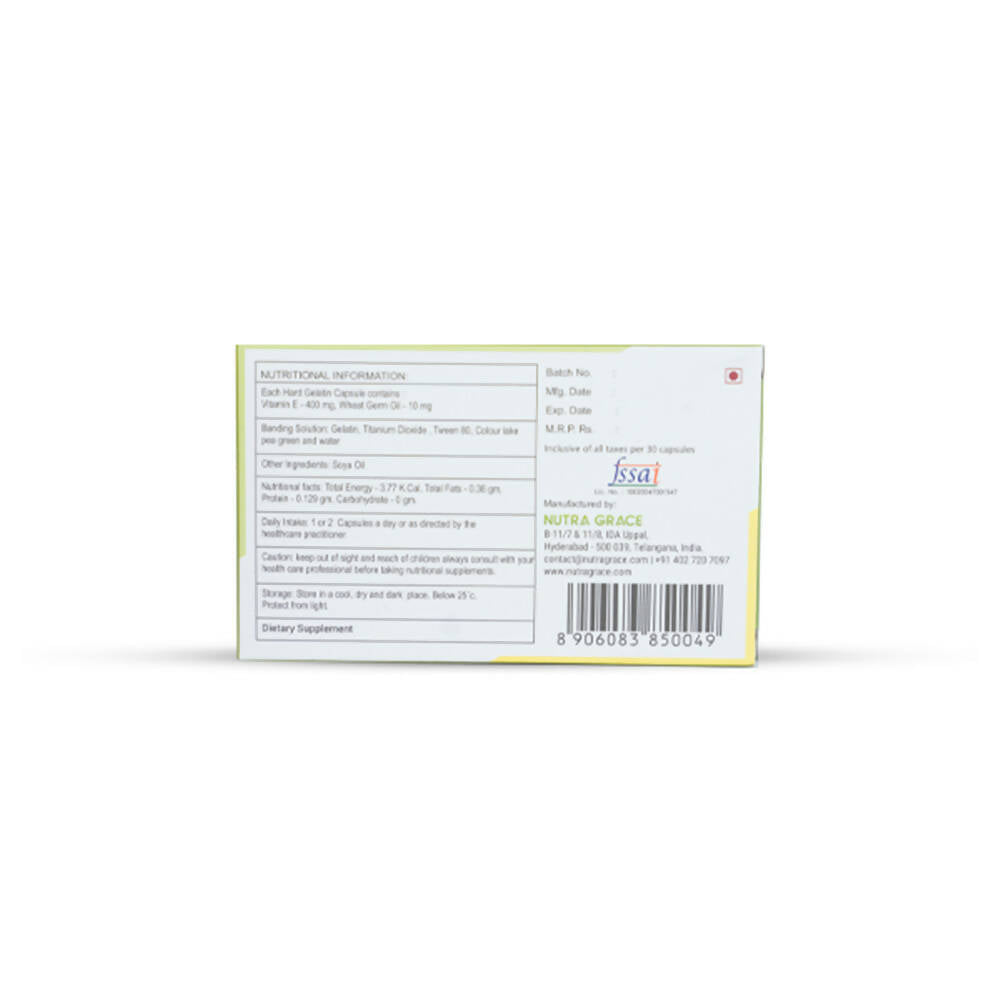 Nutra Grace Vitamin E 400mg + Wheat Germ Oil 10mg Capsules - Distacart