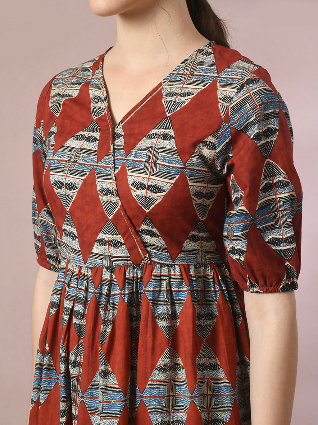 Myshka Women's Multi Printed Cotton V-Neck Empire Party Dress - Distacart