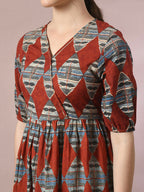 Myshka Women's Multi Printed Cotton V-Neck Empire Party Dress - Distacart