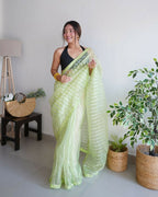 Vamsee Devika Green Organza Silk Saree