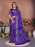 Aastha Fashion Purple Pure Dola Silk Handmade Original Bandhej Saree - Distacart