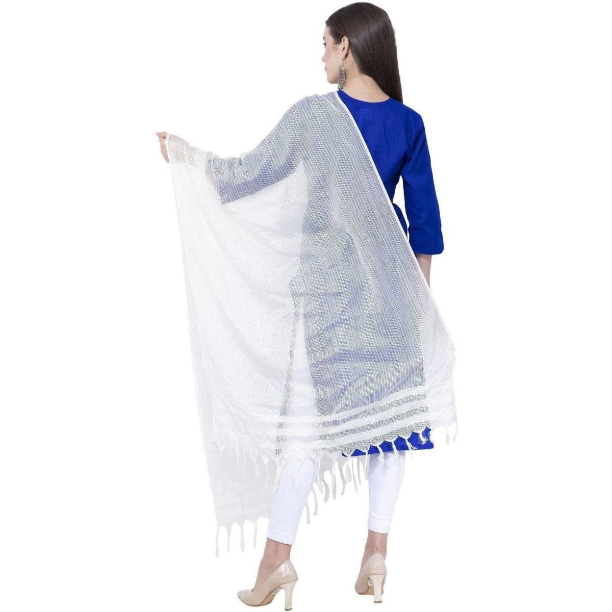 A R SILK White Color Kota cotton Cota cotton Dupattas and Chunnis