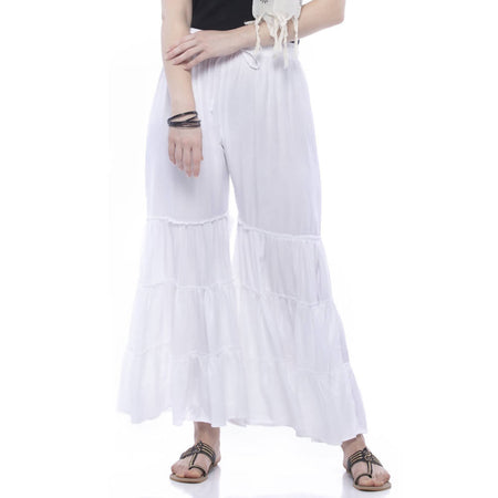 Mominos Fashion Reyon Cotton White Palazzo