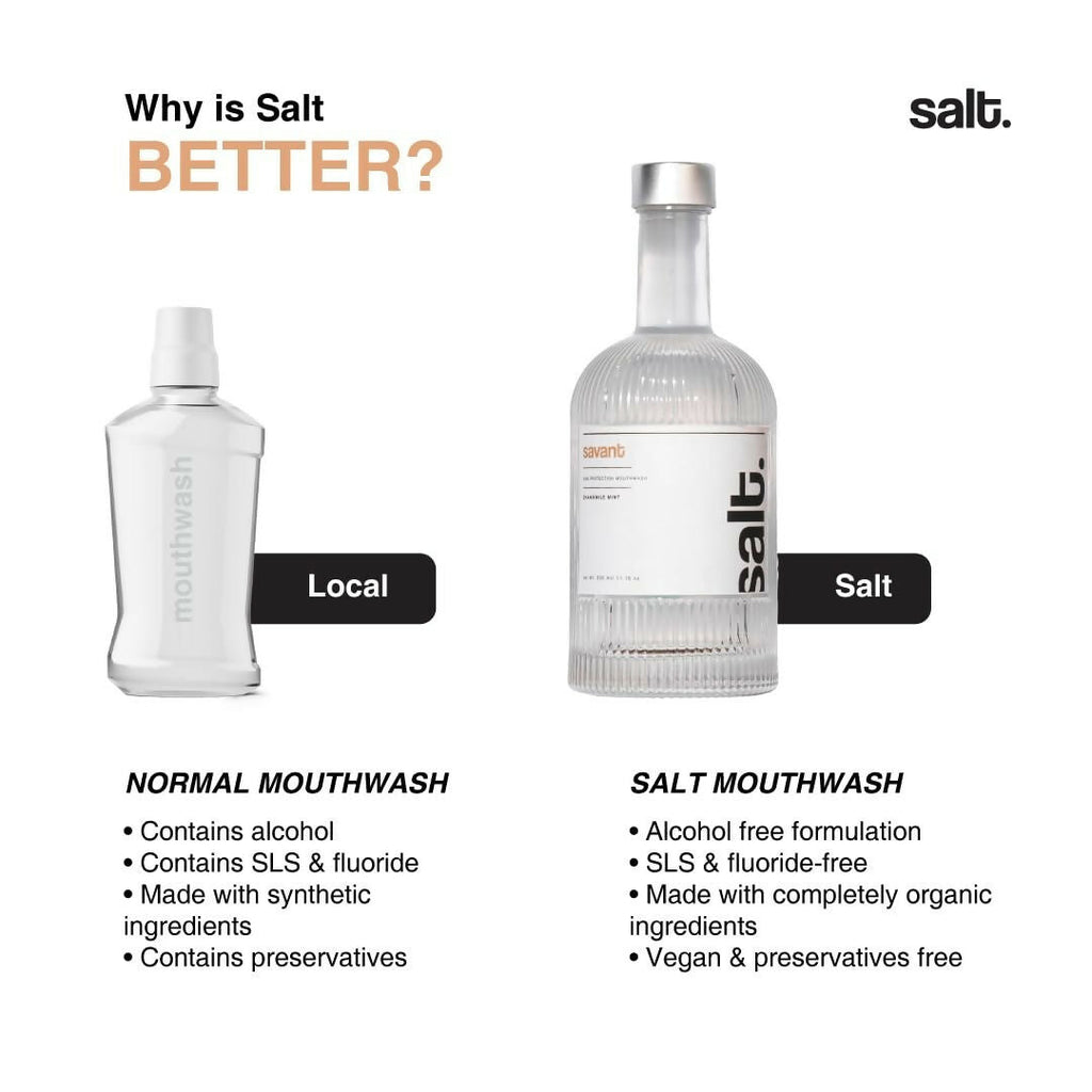 Salt. Oral Care Savant Mouthwash Advanced Gum Protection - Chamomile Mint Flavor