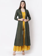 Myshka multi color Color Georgette Solid Top With Pant And Shrug Set