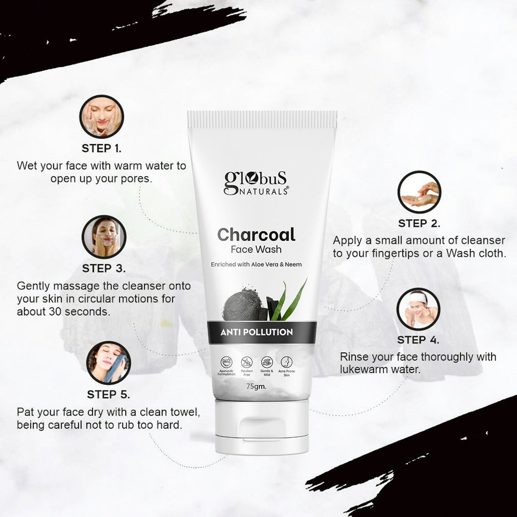 Globus Naturals Anti Pollution Charcoal Face Wash - Distacart