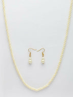 NVR Women Gold Plated White Pearl Necklace With Earrings - Distacart