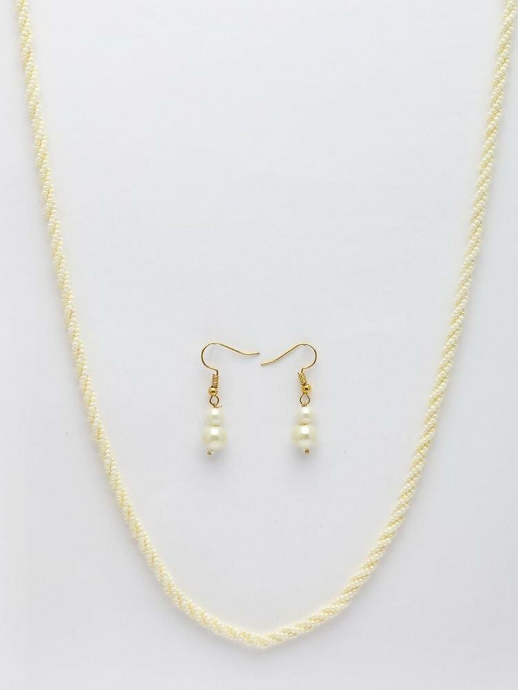 NVR Women Gold Plated White Pearl Necklace With Earrings - Distacart