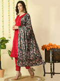 Myshka Women's Pink Velvet Kurta & Trousers With Dupatta Party Sets