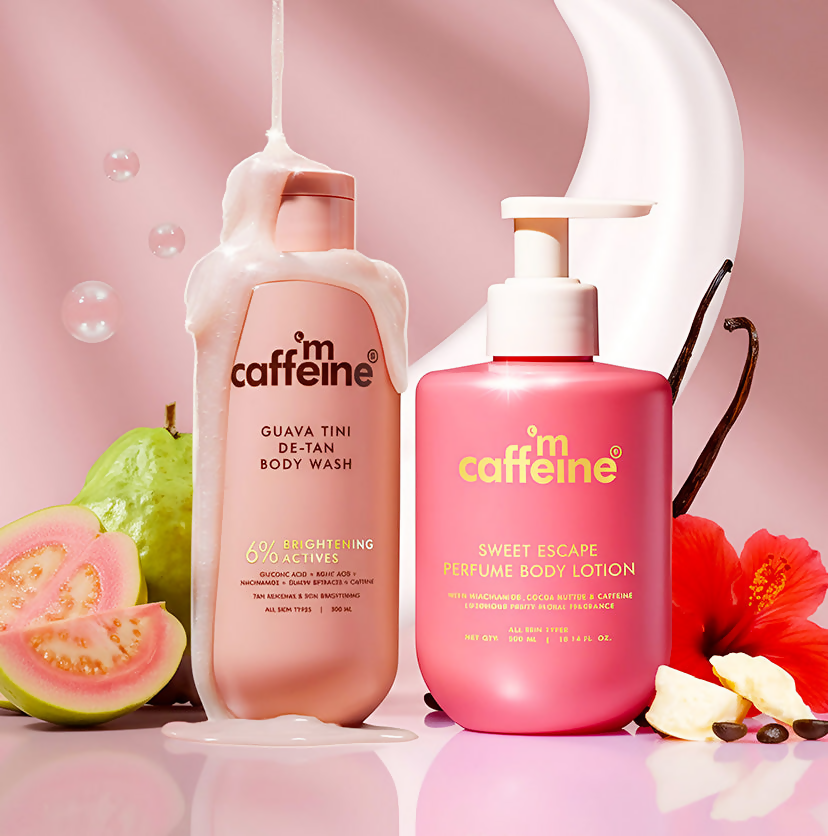 mCaffeine Pink Glow Set (Guava Body Wash & Sweet Escape Body Lotion) - Distacart