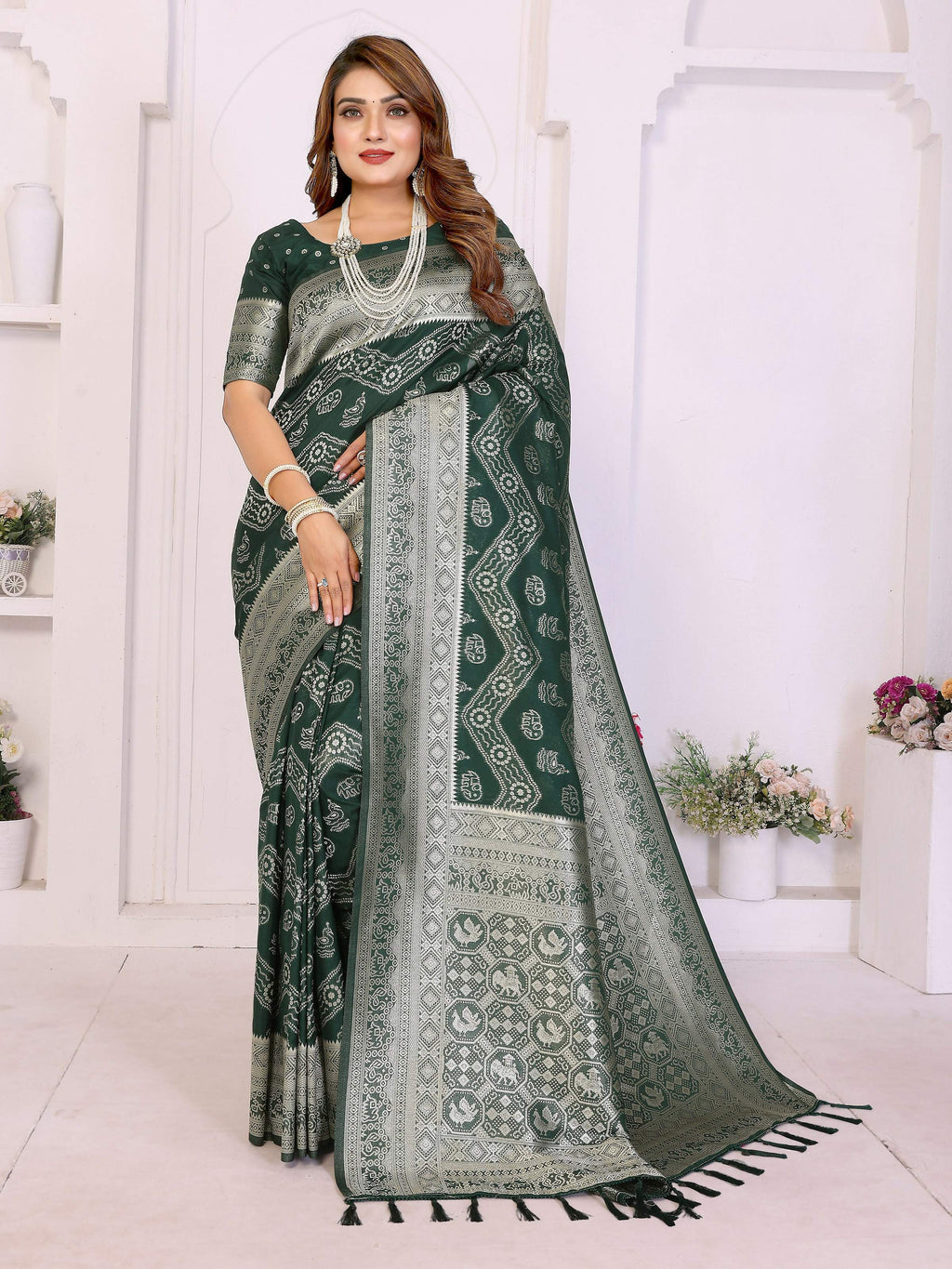 Aastha Fashion Green Georgette Silk Leheriya With Elegant Zari Weaving Saree - Distacart
