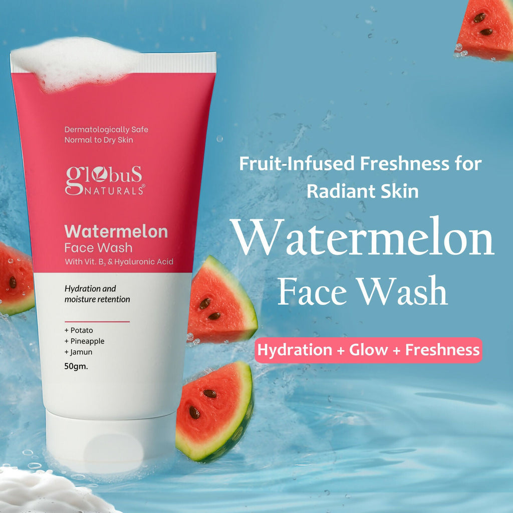 Globus Naturals Watermelon Face Wash with Vitamin B3 & Hyaluronic Acid - Distacart
