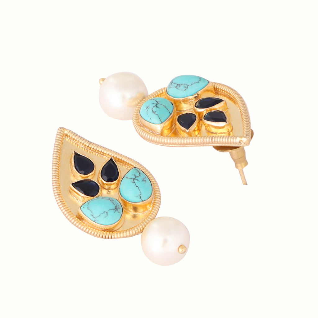 Nuyug 22K Gold Plated Black Paisley Earrings - Distacart