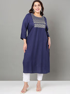 Sztori Floral Embroidered Yoke Design Thread Work Straight Kurta