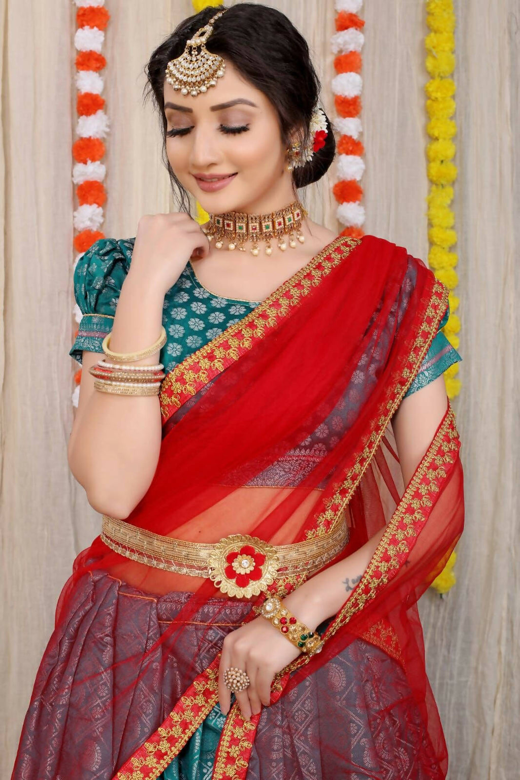 DEIANA'S Beautiful Pure Jari Silk Weaving Lehengha Choli - Teal