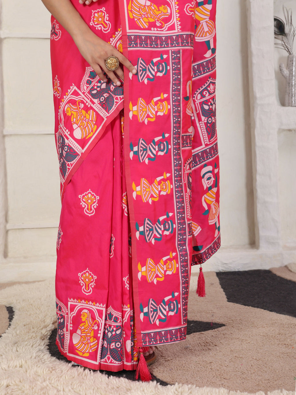 Shree Shyam Fashion Silk Blend Pink Saree - Distacart
