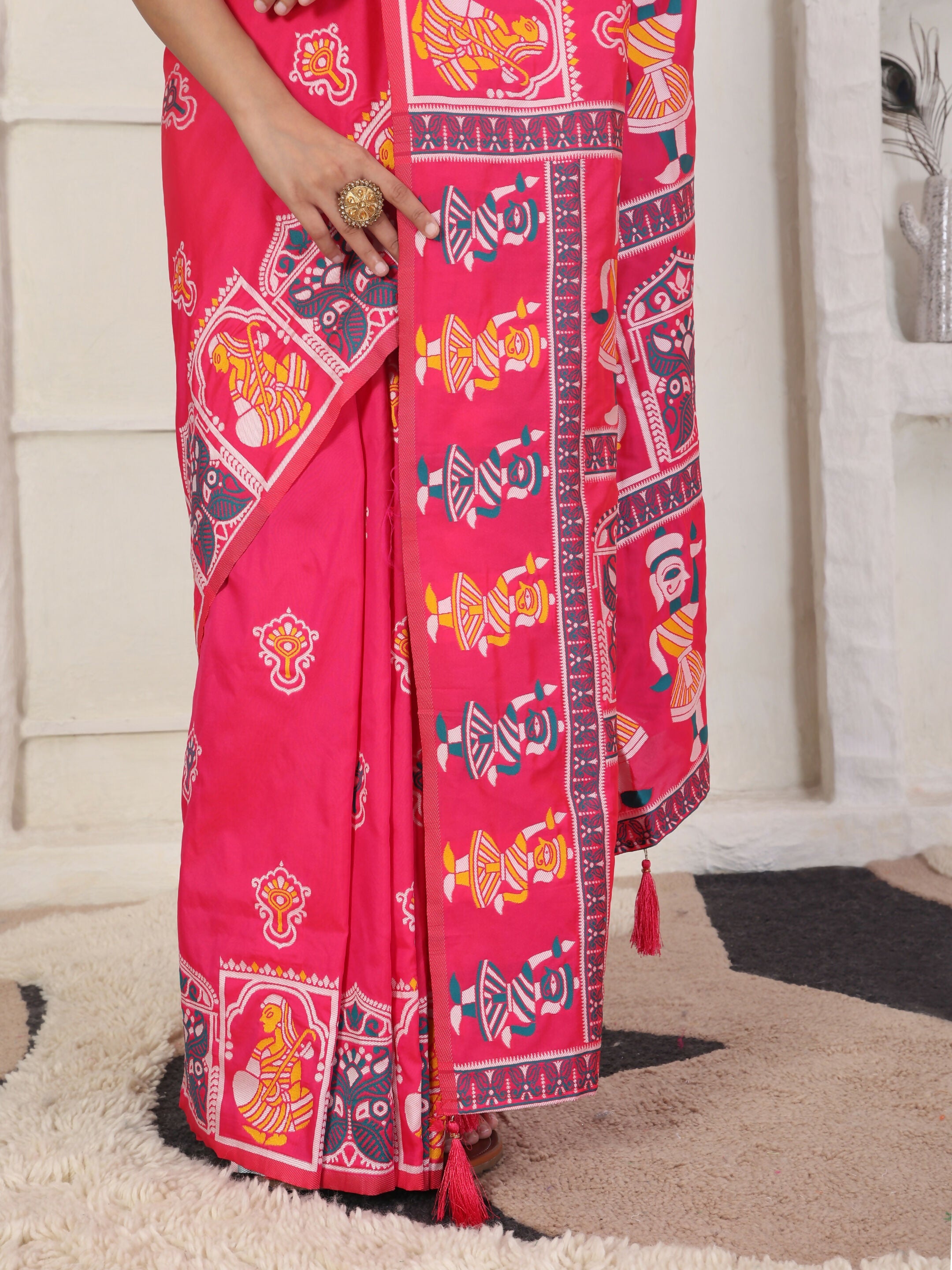 Shree Shyam Fashion Silk Blend Pink Saree - Distacart