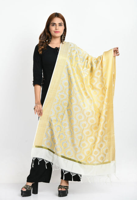 Mominos Fashion Moeza Women's Banarsi Silk All Over Woven Design Orange Dupatta