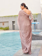 Tikhi Imli satin saree with sequence embroidered blouse - Distacart
