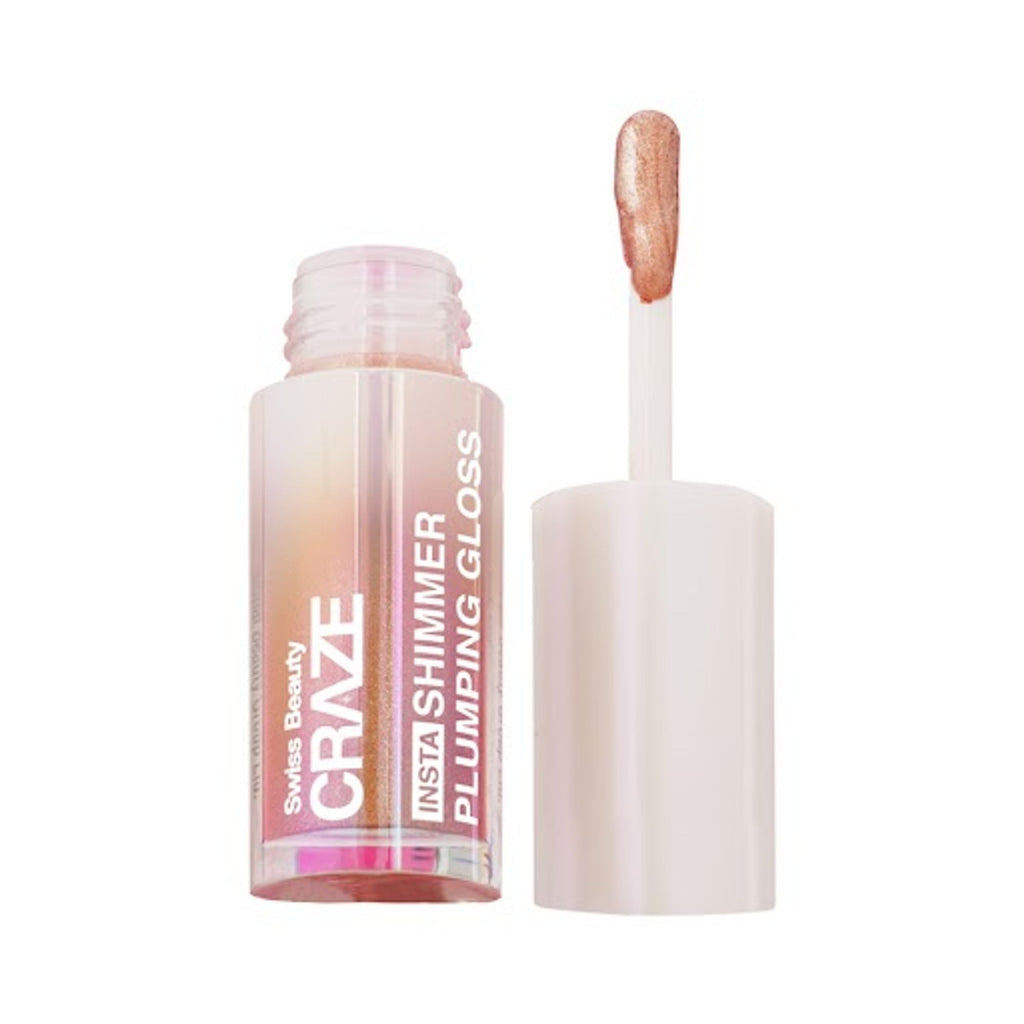 Swiss Beauty CRAZE Insta Shimmer Plumping Gloss |Super Glossy | Non-sticky & Moisturising 1 Main Character