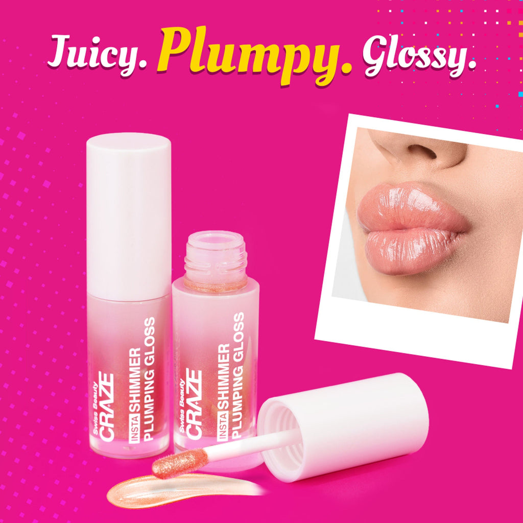 Swiss Beauty CRAZE Insta Shimmer Plumping Gloss |Super Glossy | Non-sticky & Moisturising 1 Main Character - Distacart