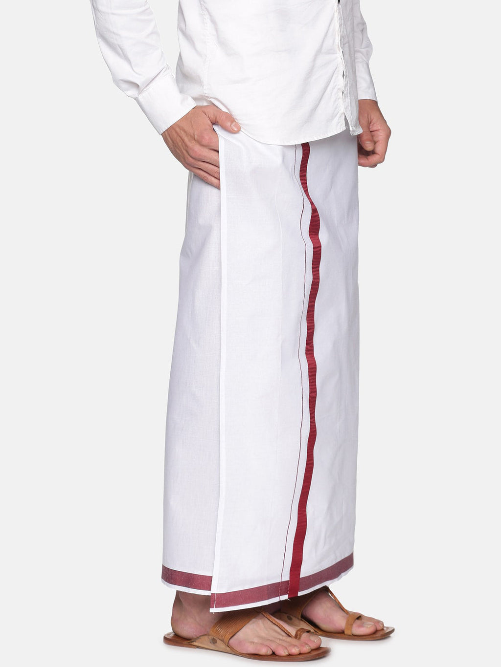 Sethukrishna Mens White Solid Cotton Readymade Dhoti - Distacart