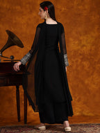 Sangria Embroidery Georgette Kurta Palazzo With Dupatta Set - Distacart