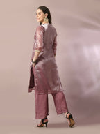 Myshka Women's Brown Solid Straight Party Kurta Set With Dupatta