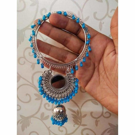 MS Fashion India Blue Pearls Jhumkas Latkan Bangles