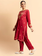 HOUSE OF KARI Floral Embroidered Chikankari Kurta With Palazzos