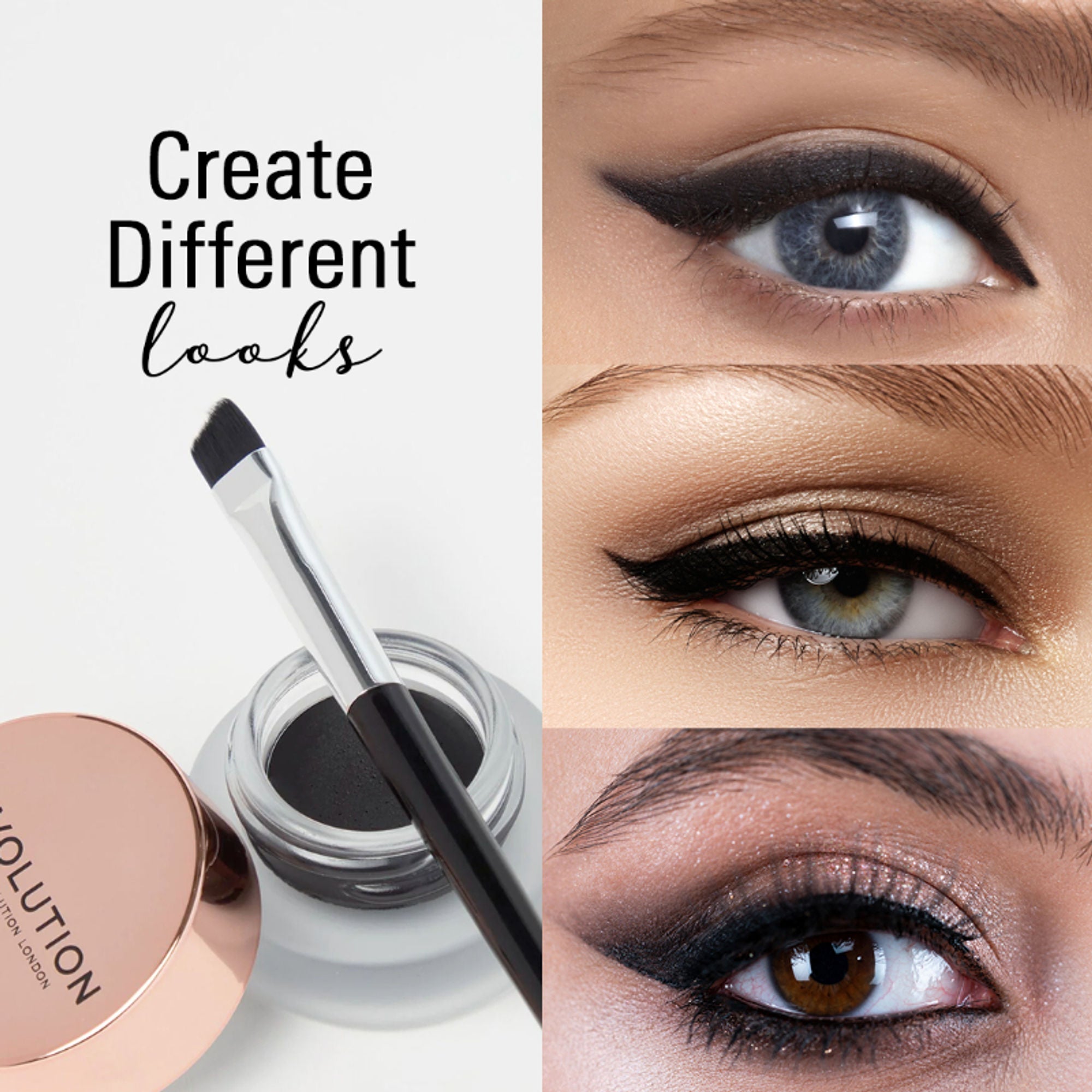 Makeup Revolution Gel Eyeliner Pot with Brush - Black - Distacart